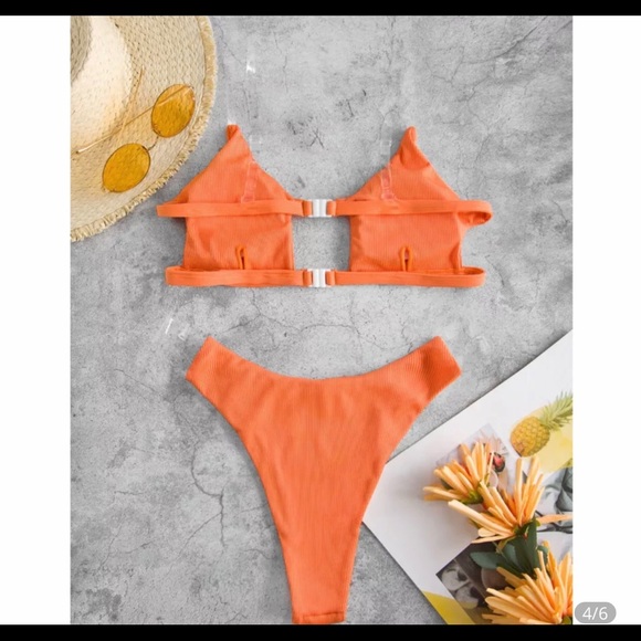 Neon orange high waisted bikini - Picture 2 of 4